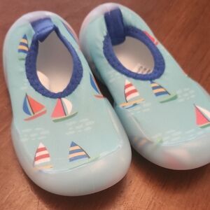 Kids Aqua Slip-On Shoes with Sailboat Design